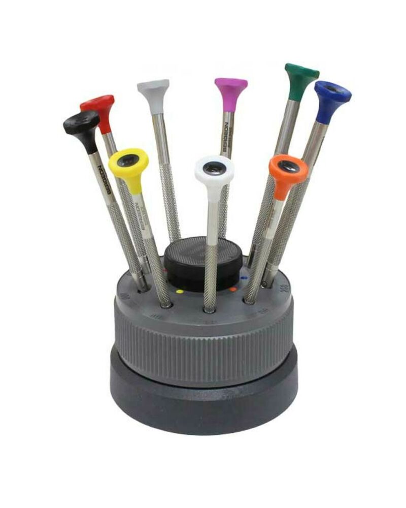 Bergeon 30081-S09 Mini Watchmakers Screwdriver Set on Rotating Stand Stainless Steel